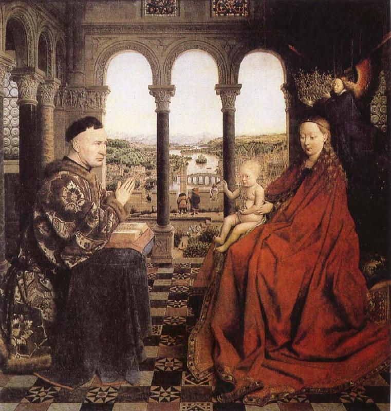 EYCK, Jan van The Virgin of Chancellor Rolin France oil painting art